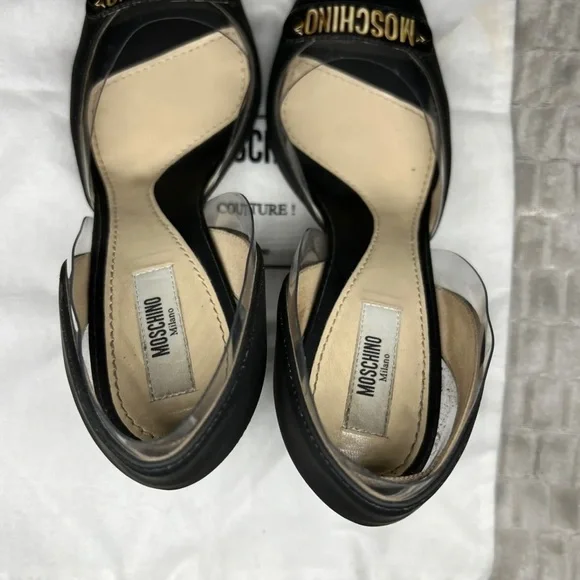 MOSCHINO WOMENS HEELS SIZE 37 1/2⭐️100% AUTHENTIC⭐️ BLACK⭐️AMAZING CONDITION